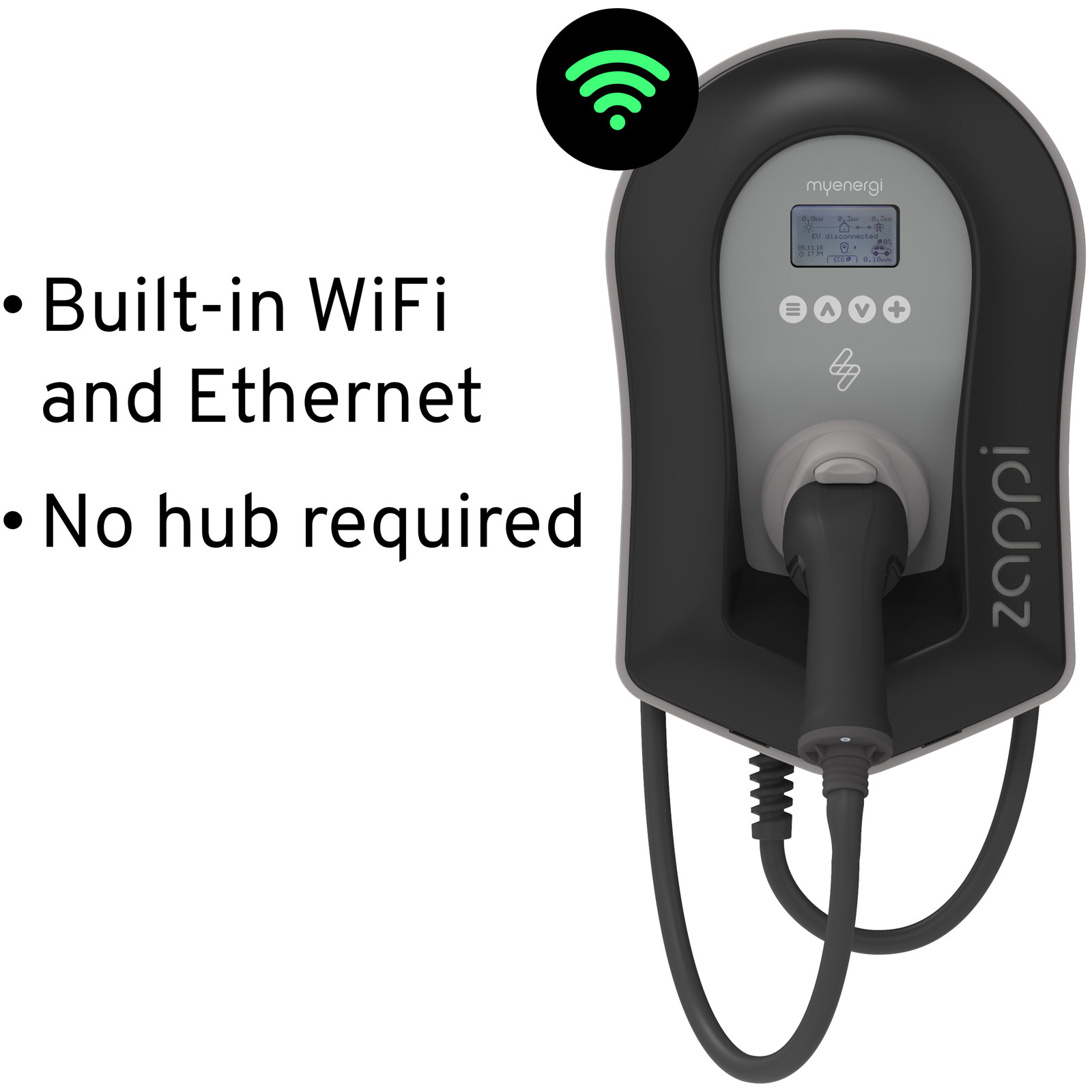 myenergi Zappi v2.1 22kW Smart EV Charger, 3-Phase, Type 2 Tethered