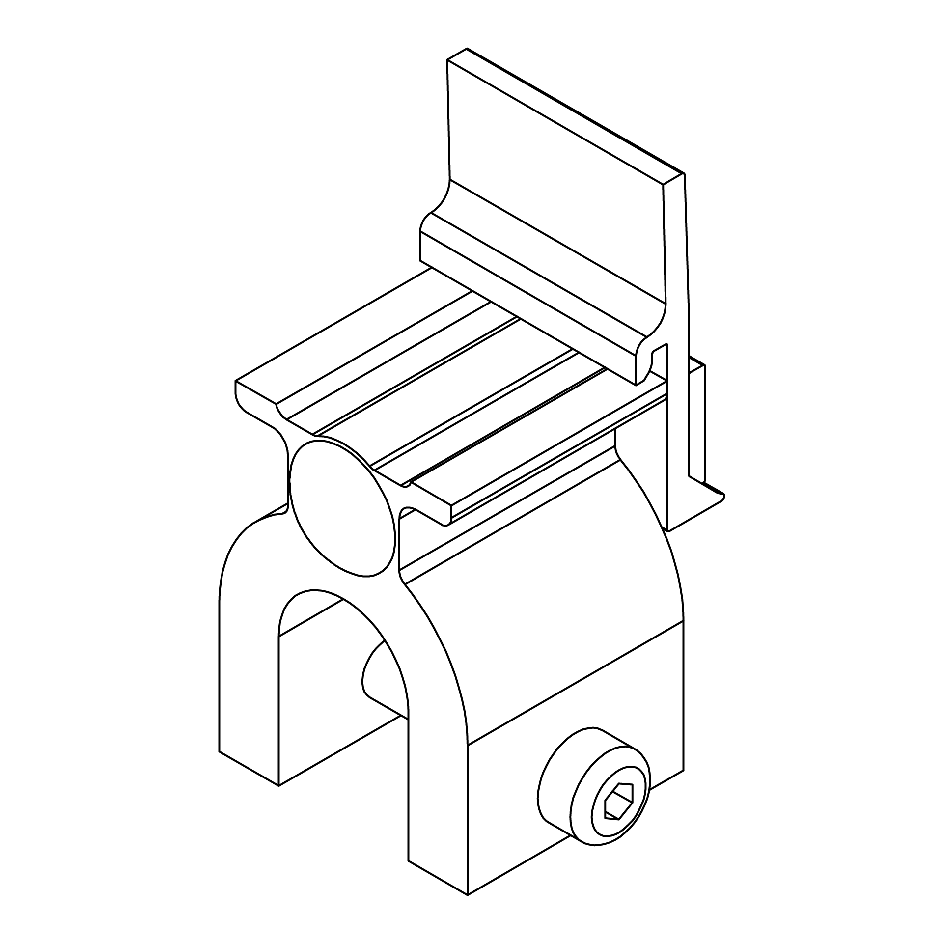 Round Seam Clamp CF:x SingleRail